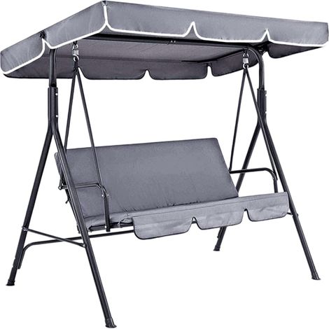 Housse de Protection pour Chaise Balançoire de Jardin 3 Places Tissu Oxford 210D Imperméable Protection UV Gris 164 x 114 x 15 cm (1/5)
