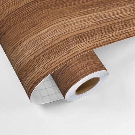 Rouleau revêtement adhésif vinyle au mètre - Sticker lavable Cuisine Meuble Armoire Porte - BOIS CHOCOLAT - 60x100cm (1/5)
