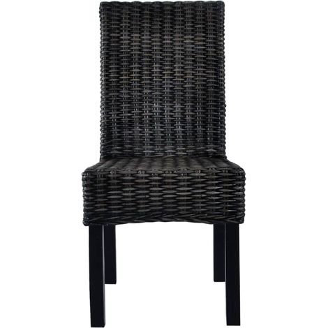 Maison Exclusive - Sedie da Pranzo 4 pz Nere in Rattan Kubu e Legno di Mango (1/5)
