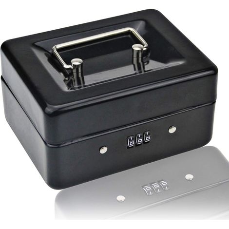 Petite Caisse à Monnaie Avec Serrure à Combinaison – Caisse à Monnaie en Métal Durable avec Plateau de Rangement Verrouillable, 15 × 12 × 8 cm (noir, petit) (1/5)