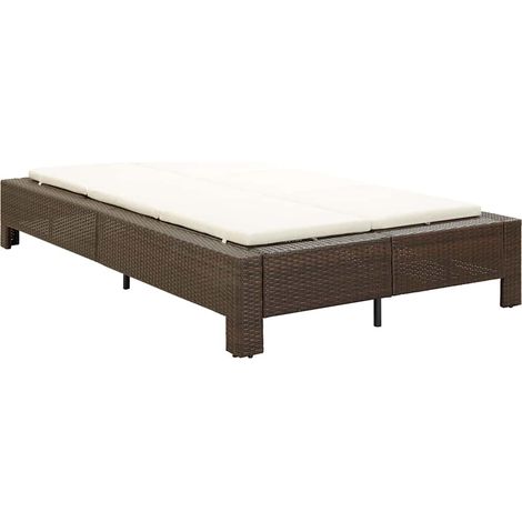 Chaise longue, Fauteuil Relax, pour Jardin Balcon Camping, à 2 places avec coussin Marron Résine tressée OIB2654E (1/5)