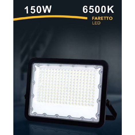 TrAdE Shop Traesio - Faro Led 150 Watt Proiettore Esterno Ip65 Nero Luce 3000k 6500k 4000k Fs150w-n - -Bianco Freddo -