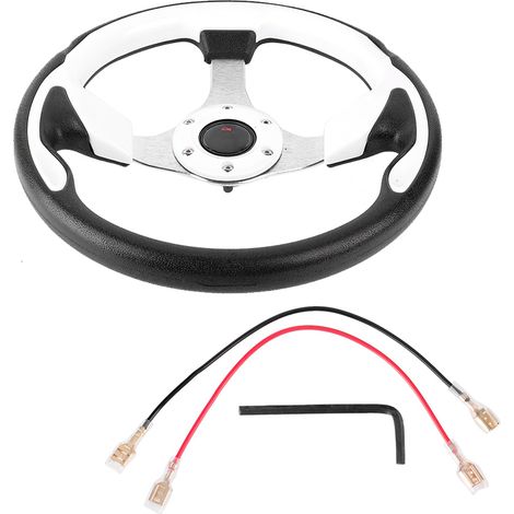 Volant de course sportive universel 13 pouces 320mm, cuir PU blanc pour drift auto (1/5)