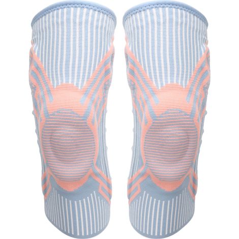 1 paire de manchons de compression pour genouillères de sport en silicone à ressort, en maille respirante épaisse, rose/bleu, taille M (1/5)