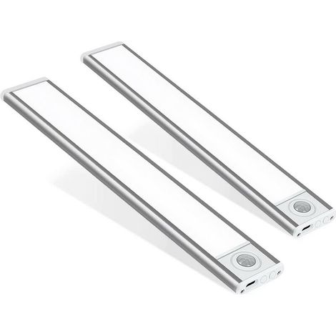 Lot de 2 lampes de placard, lampe rechargeable à détecteur de mouvement avec autocollants magnétiques pour armoire, penderie, escaliers (30 cm) [Classe énergétique A+++] (1/5)