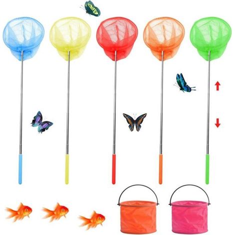 Épuisette télescopique pour enfants avec 2 seaux, adaptée à l'extérieur, au jardin et à la plage