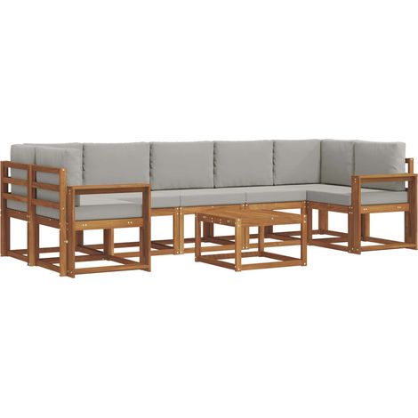 Conjunto de sofás de exterior 8 uds. Gris Natural y Claro vidaXL (1/5)