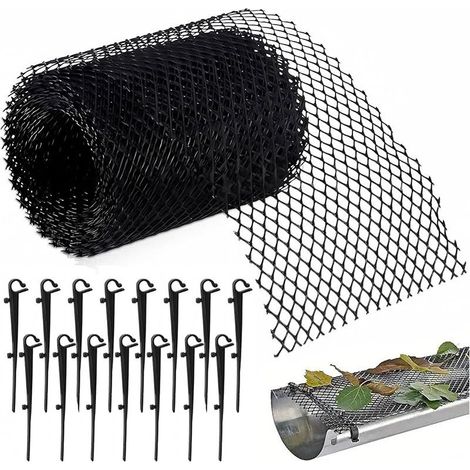 Protection Grillage 18 cm x 8 m Gouttière anti Feuilles en Plastique Robuste Protection Filtre Protege Gouttiere Contre les Feuilles pour Gouttières, filtre à Feuilles avec 15 Pinces (1/5)