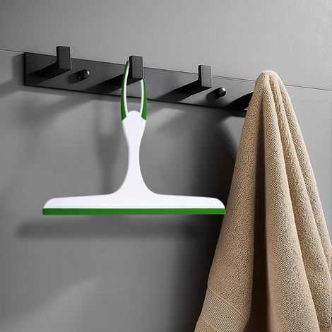 Lot de 2 raclettes multifonctions en caoutchouc pour vitres de douche, 22 x 25 cm, pour le nettoyage des miroirs et fenêtres de salle de bain (vert/bleu) (1/5)