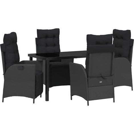 Maison Exclusive - Set da Pranzo per Giardino 5 pz Nero polyrattan (1/5)