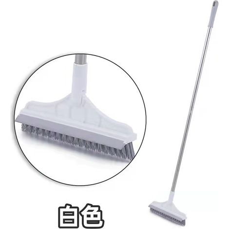 Cepillo triangular de cerdas rígidas para esquinas, mango largo, blanco (para el baño). (1/5)