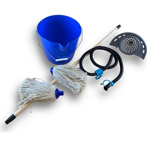 Balai à Franges Espagnol Seau 10L Essoreur + Aquafill 2 Serpillières - Quantité x 1 - Ensemble balai espagnol avec Aquafil
