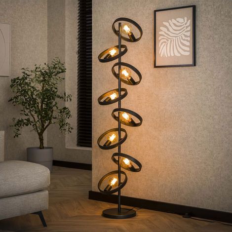 Lampadaire 8 lampes rondes en métal gris foncé - HOOVY