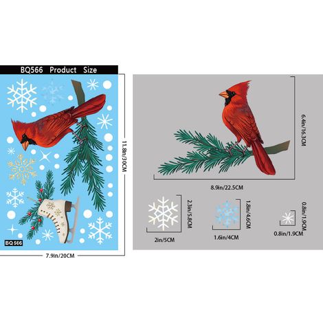 Nouveaux autocollants muraux créatifs Père Noël, flocons de neige et oiseaux, décoration murale de Noël, film statique, autocollants pour fenêtres, autocollants pour verre - BQ566 -