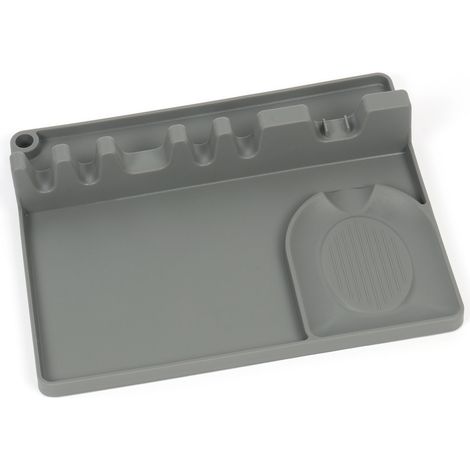 Repose-cuillère 2 en 1 en silicone avec coussinet anti-gouttes, compatible avec de nombreux ustensiles de cuisine. Porte-cuillère pour plaque de cuisson, grande taille, sans BPA, résistant à la chaleu (1/5)
