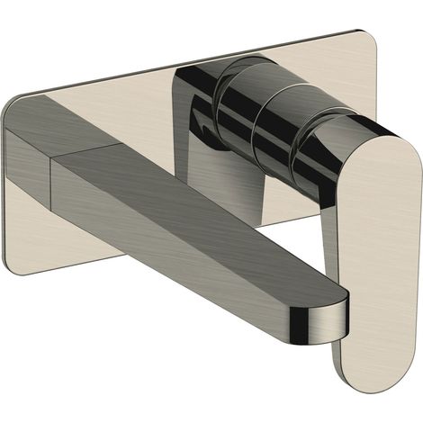 RAK Ischia Brushed Nickel Wall Mounted Basin Mixer Tap with Back Plate - RAKISH3007N (1/2)