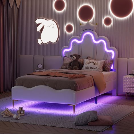 letto matrimoniale 90x200 con LED altezza regolabile OKMYHOME (1/5)