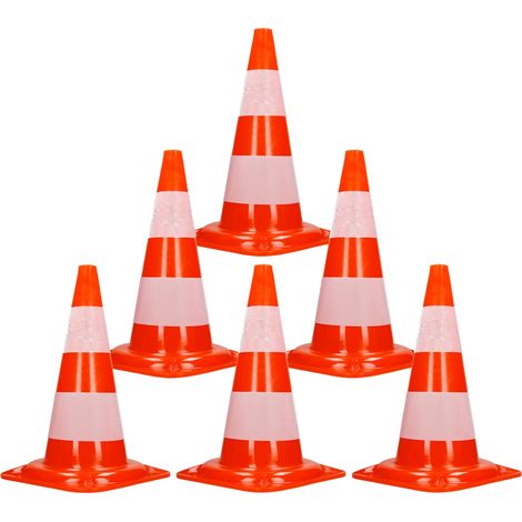 ECD Germany 6x Cono Segnaletico Spartitraffico Pilone Traffico Stradale 47 cm Arancione-Bianco Piloni Strisce Riflettenti Avvertimento di Traffico Cono di Sicurezza Impilabili Flessibile Rifrangente (1/5)