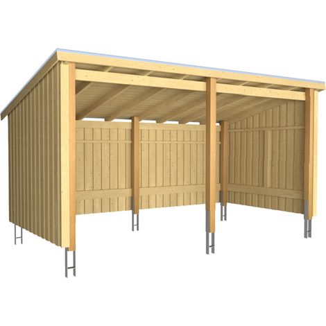 Plus Gartenhaus Nordic Multi 416 x 208 cm natur offen mit Dachpappe, H-Anker (1/2)