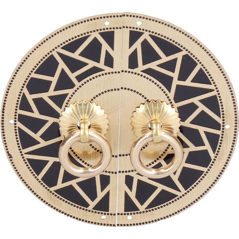 Poignée de meuble antique chinoise en laiton, ronde, à carreaux, pour porte de placard ou fenêtre. Bouton de bibliothèque pour porte de placard ou fenêtre. (1/5)