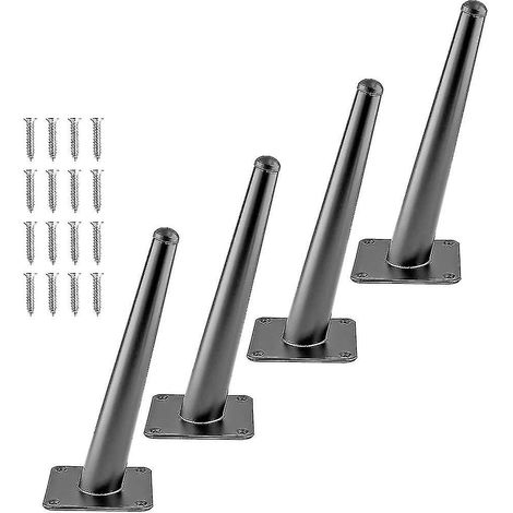 4 pieds de meuble 8 pouces, pieds coniques obliques en métal noir mat, style mid-century moderne, pack de 4, pour canapé, table basse, commode, robustes et élégants. (1/5)
