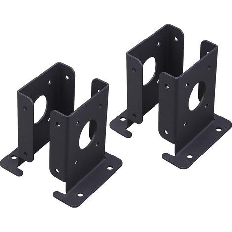 BRAVIX Ancrage de poteau robuste Pergola de support stable Support de poteau de boîte aux lettres, 4 ancrages stables pour pergola, demi-base noire pour poteaux en (1/5)