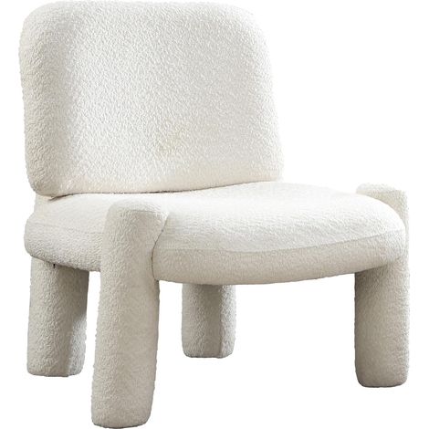 DANITA Fauteuil design effet peau de mouton blanc écru (1/2)