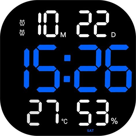 Horloge murale LED avec compte à rebours, décorative en acrylique, grand format, pour salon, salle de sport, 6632, coque noire, blanche et bleue (1/5)