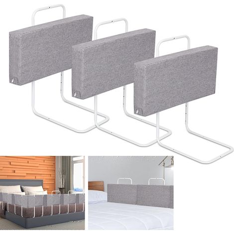 Wolketon Barrière de lit réglable en hauteur 180 cm Anti-chute Tube en acierPour lit d'enfant lit de parent Gris (1/5)
