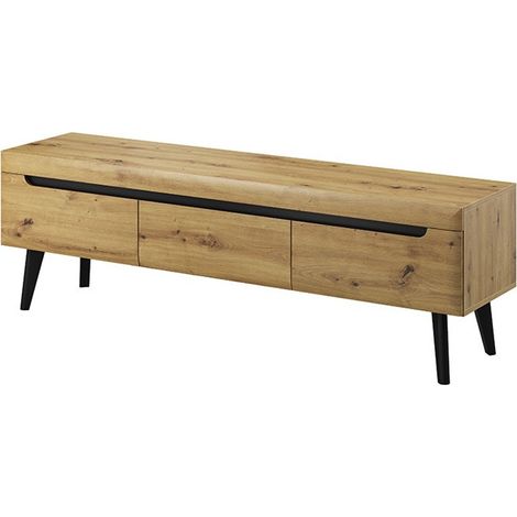 Tendencio – Meuble TV en bois 160 cm – 3 espaces de rangement – Dimensions l160 x h50 x p40 – Pour salon moderne