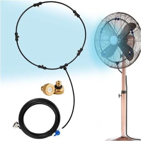 Ventilatore nebulizzatore da esterno in ottone a 6 ugelli, raffreddamento fino a 20 °C, facile da installare senza elettricità
