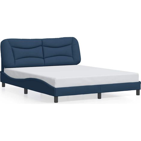 Maison Exclusive - Cadre de lit sans matelas Hvar bleu 160x200 cm tissu (1/5)