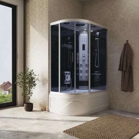 Cabine de douche hydromassante 85 x 130 cm côté droit h 215 cm avec hammam Malte (1/4)