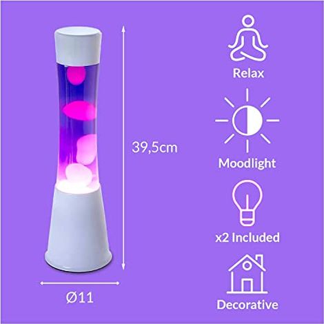FISURA LAMPADA LAVA LAMP VIOLA CON BASE BIANCA H39,5CM (1/3)
