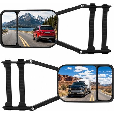 Set de 2 rétroviseurs de caravane – 360° rotatifs – Noir – Visibilité supplémentaire – Accessoire (1/5)