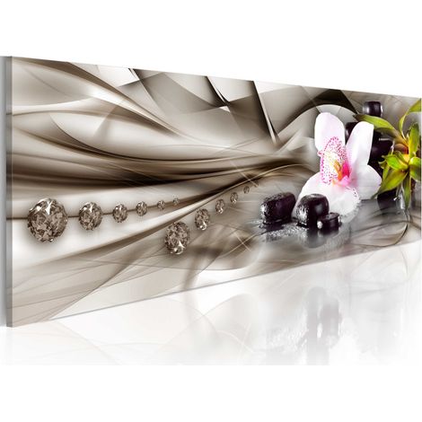 Tableau "Zen Composition : Orchid, Bamboo & Stones" 45 x 135 cm (1/2)