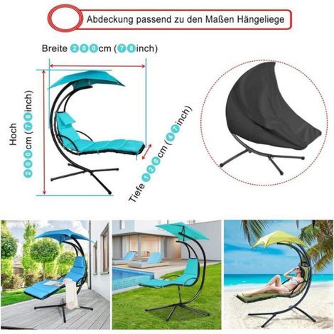 Housse transat suspendu - - Imperméable - Coupe-vent - Anti-UV - Tissu Oxford 420D - Noir - 185x117x198 cm (1/4)