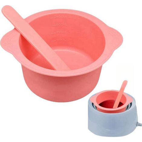 Rose chauffe en silicone La du bol, 10 x 6,5 cm antiadhésif cire Pot Silicone bol, réutiliser la cire fusion plus chaude Liner avec mélanger le bâton (1/4)