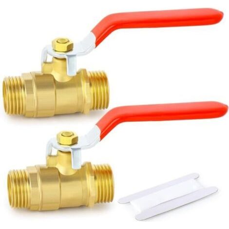 2pcs 1/2" BSP male to male brass ball valve, suitable for connecting pipe fittings (1/5)