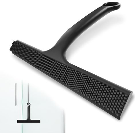 Tergivetro per doccia - Tergivetro per doccia in silicone con supporto senza trapano, tergivetro con anima in acciaio inox per la pulizia di finestre, bagni, specchi, vetri, piastrelle e finestrini de