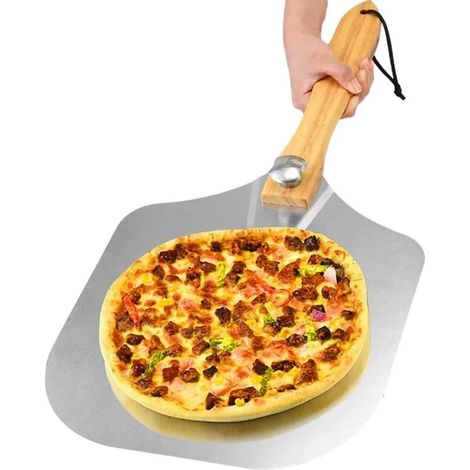 Pelle à pizza en aluminium de 63,5 cm avec manche en bois pliable Pelle à pizza pour pierre à pizza Pelle à pain Planche à pizza Pelle à four XL Pelle à pizza pliable grande surface - 30,5 cm x 3 (1/5)