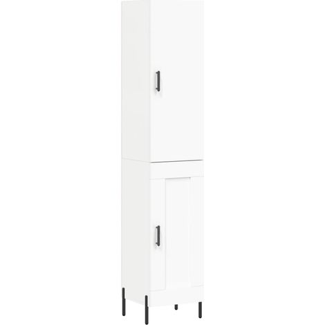 Aparador buffet cómoda armario mueble organizador cocina salón salón alto 34,5 x 34 x 180 cm madera contrachapada blanco 020032417