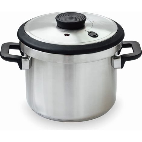 Lacor - 71786 - Pentola a pressione super veloce con maniglie Sicuro resistenti al calore - Induzione - Acciaio Inox 18/10 - Fondo termodiffusore - 6L - 22cm.