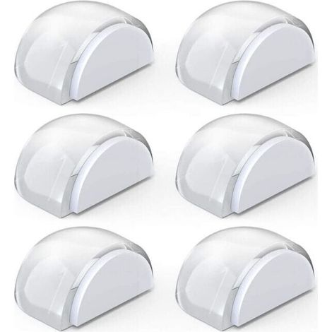6 Pack Self-Adhesive Door Stops, Floor, Transparent, Door Stopper for Door and Wall Protection (1/4)