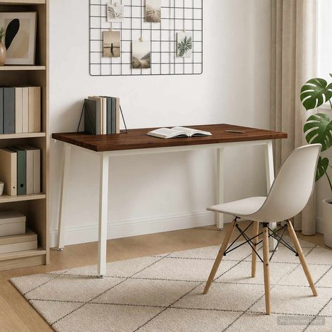 vidaXL 140 x 80 x 75 cm Madera de Acacia Sólida Marrón oscuro y Blanco (1/5)