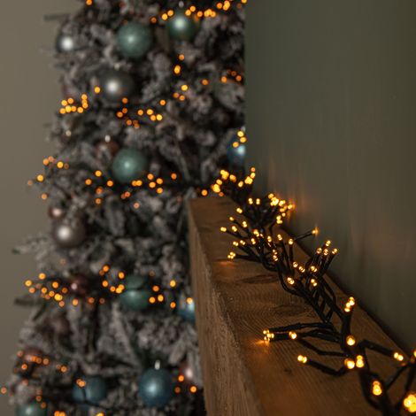 18.5m 1440 LED Christmas Cluster Multi-Action String Lights with Timer in Vintage Gold (1/5)