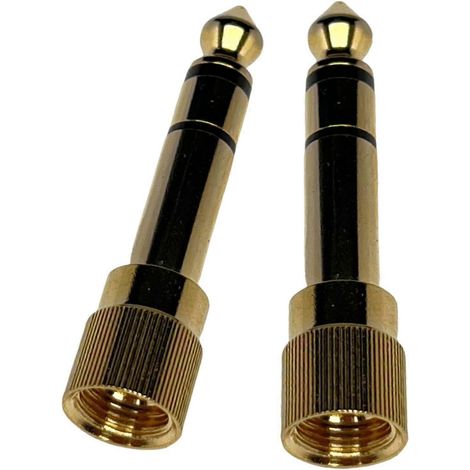 Lot de 2 adaptateurs filetés pour casque stéréo 6,35 mm (1/4") - 3,5 mm mâle vers 6,35 mm mâle - 3,5 mm stéréo vers 6,35 mm stéréo (1/5)