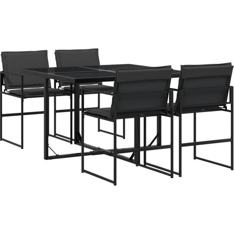 Maison Exclusive - Set da Pranzo da Giardino con Cuscini Nero in Textilene