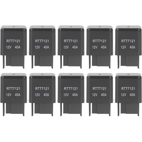 Relé para automóvil RTT7121 de 4 pines, 40 A, 12 V, compatible con 90987, 02006, 056700 y 6912. Juego de 10 relés de alimentación para automóviles. (1/5)