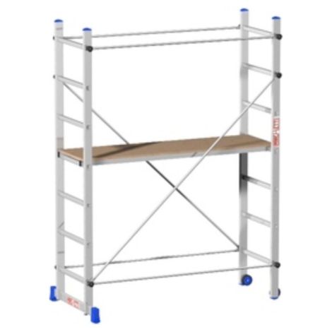 Échafaudage en aluminium 158x80x210 cm – Charge maximale 200 kg – Hauteur de travail 210 cm – Amovible pour chantiers professionnels